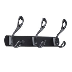 3 Hooks w Screws Household Dual Wall Hooks DIY Coat Towel Holder Black 1pcs